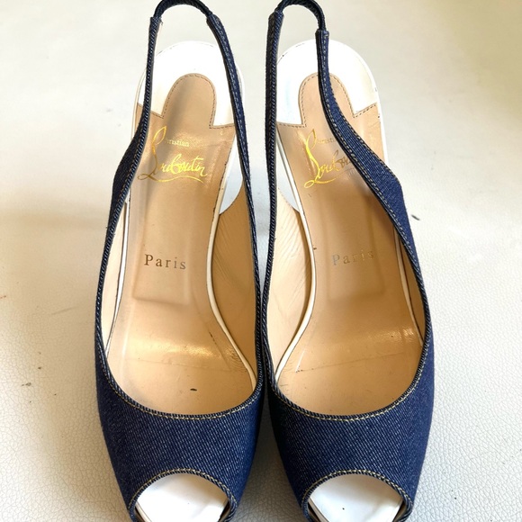Christian Louboutin denim blue slingback sandals - Picture 12 of 14